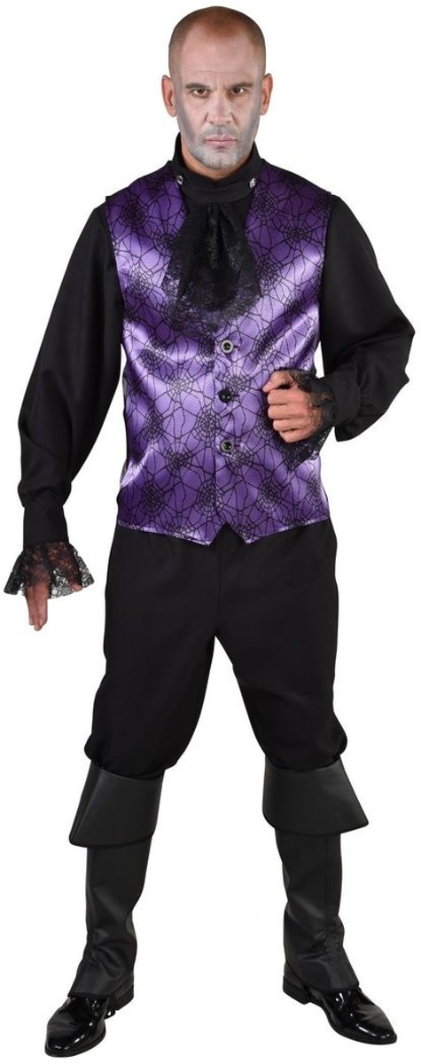 Vampier & Dracula Kostuum | Spinnenweb Halloween Gilet Paars Man | Medium / Large | Halloween | Verkleedkleding
